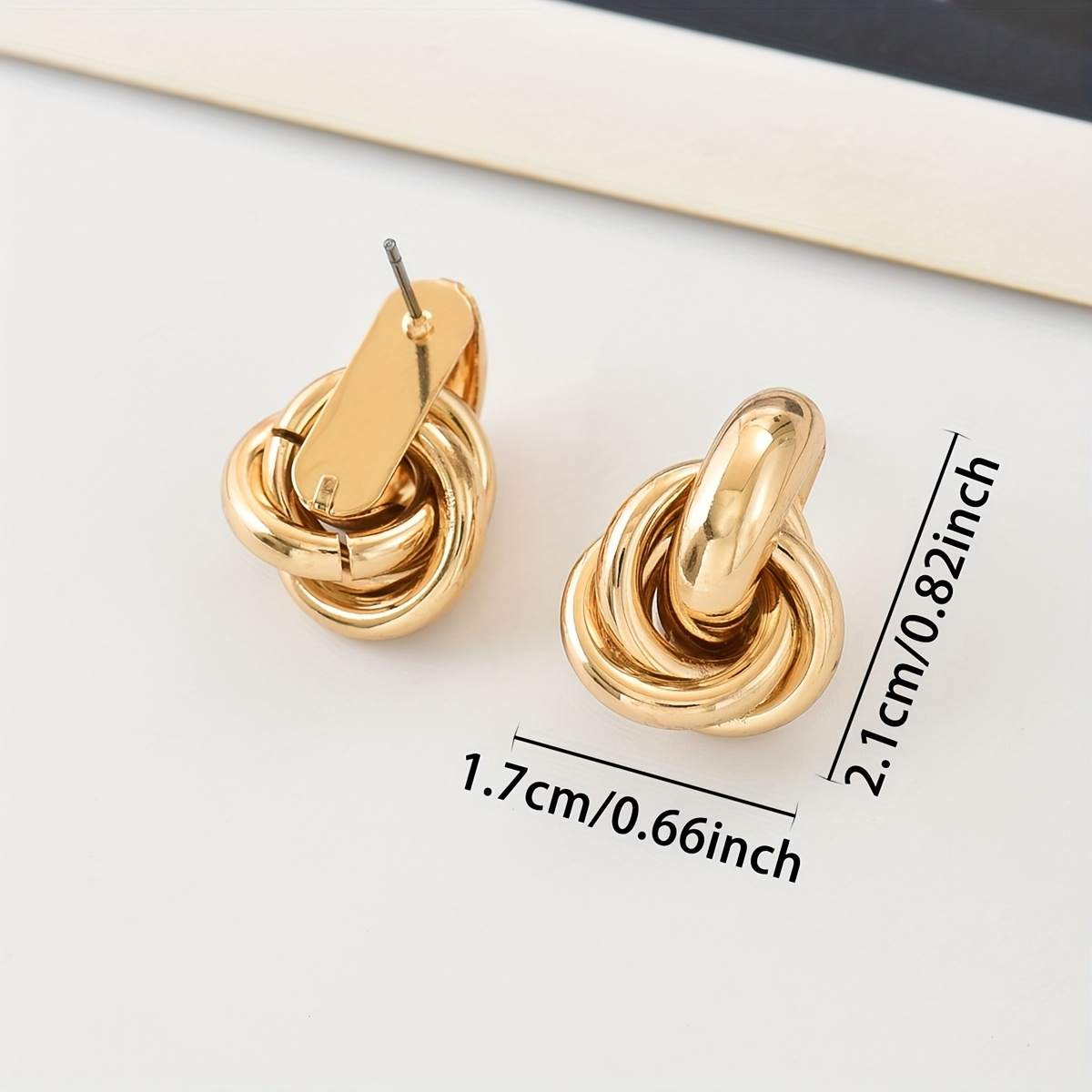 Golden Geometric Twisted Layer Earrings for Women